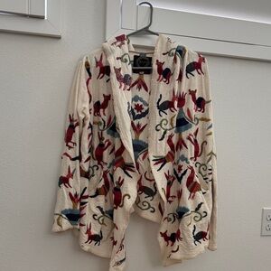 Johnny Was Cream Jacket with Multicolor Embroidery
